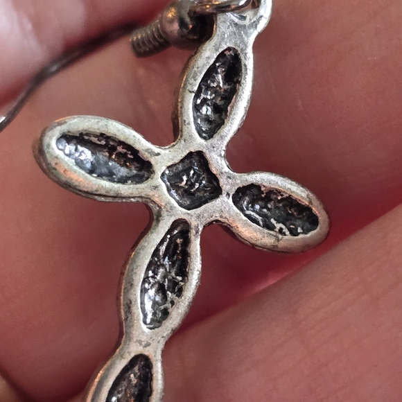 Southwestern cross earrings silver tone christian religious jewelry - Picture 5 of 13